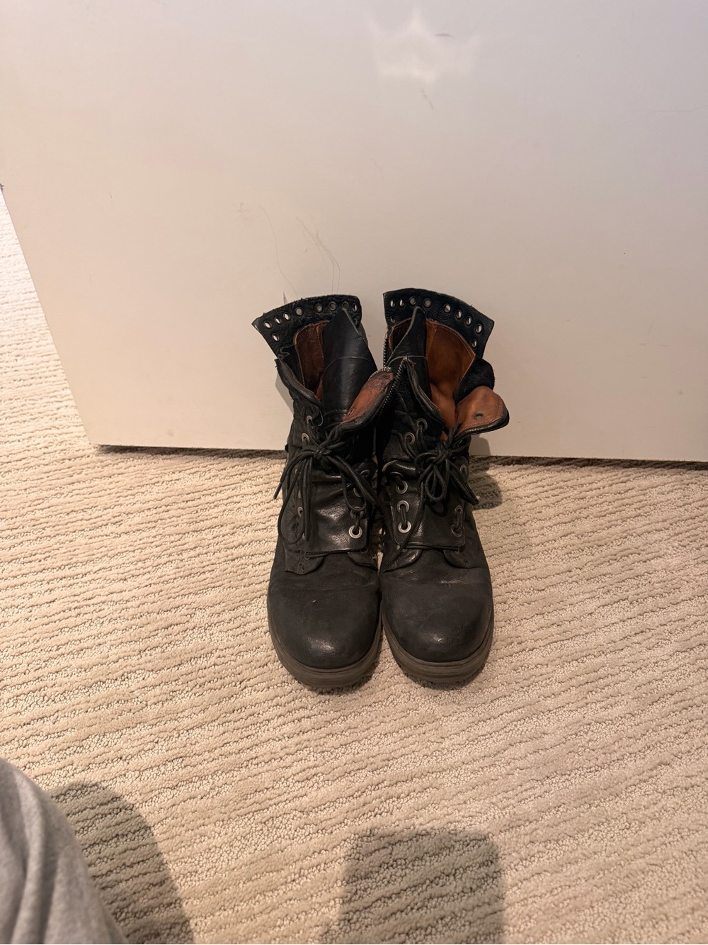 Free People Women's Black Lace-Up Combat Boots